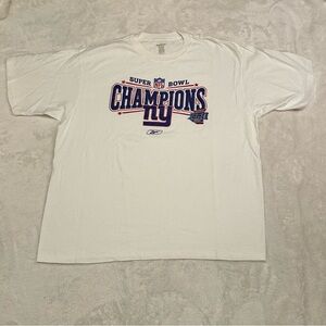 Reebok Y2K New York Giants Super Bowl Champions white t-shirt Size XL.
